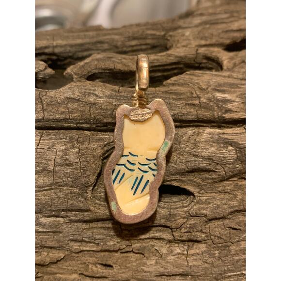 Coreen Cordova Painted Carved Owl Charm/Pendant - Picture 6 of 6